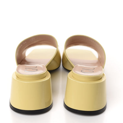 Gucci Patent Lexi Horsebit Mid-Heel Slide Sandals 36 Burro 5 of 10