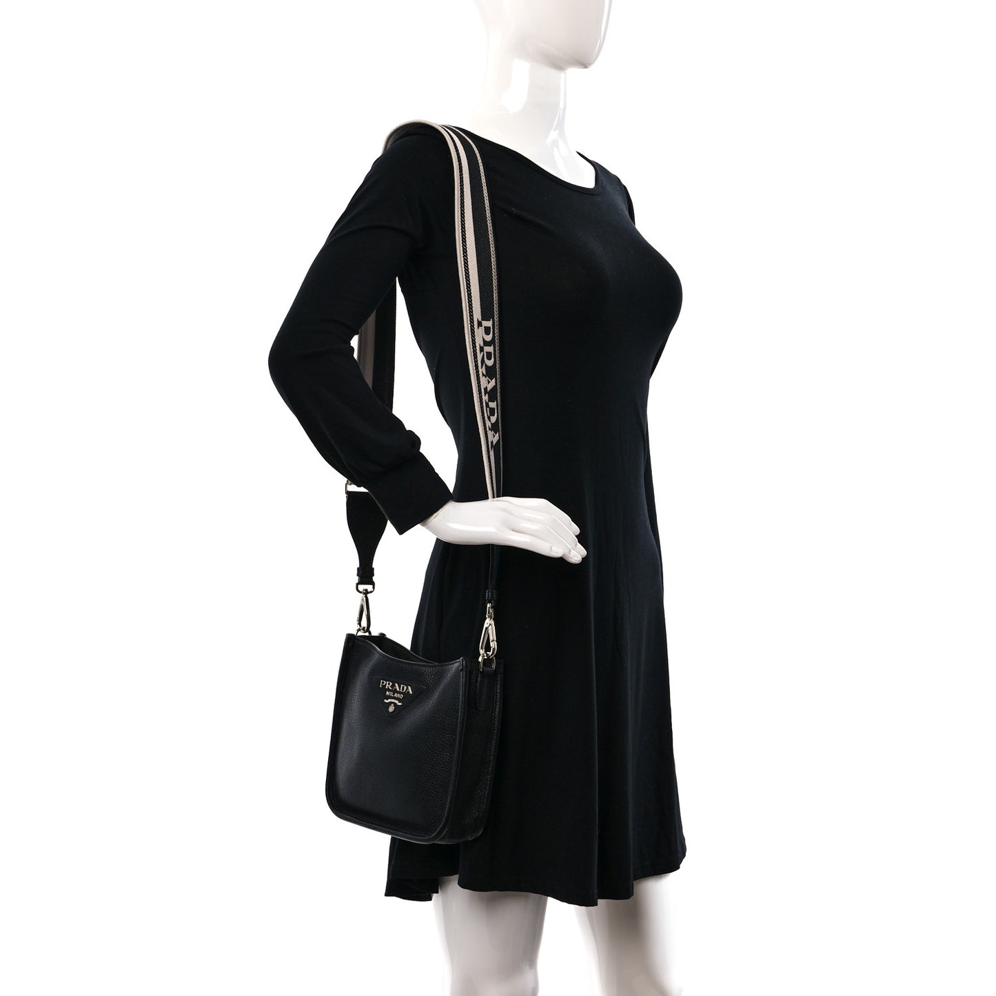 Vitello Daino Soft Mini Hobo Messenger Bag Black