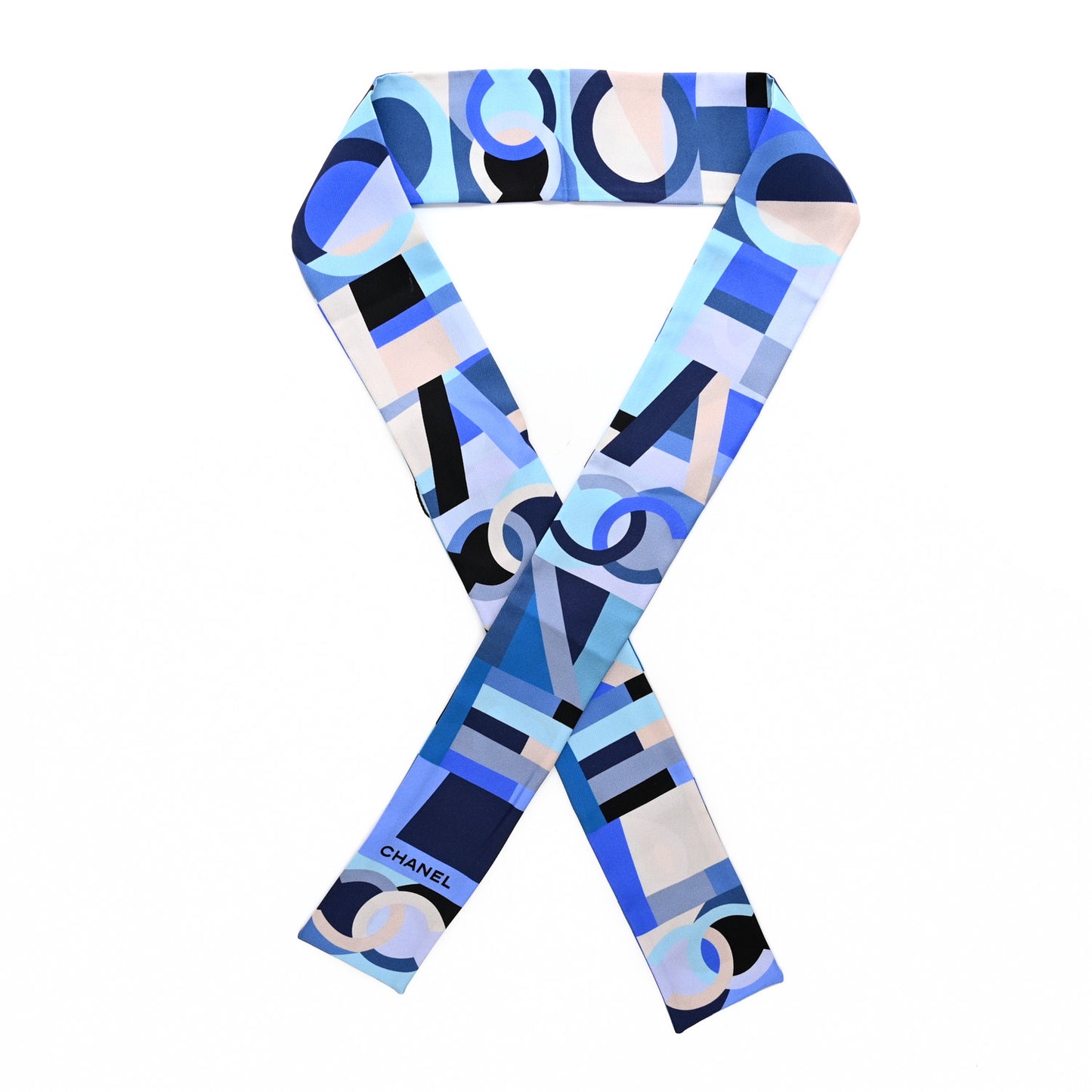 Silk CC Slim Bandeau Scarf Blue Multicolor