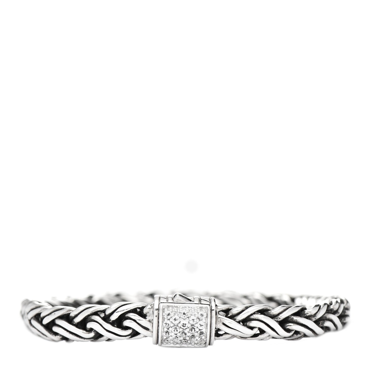 Sterling Silver White Sapphire Wheat Chain Bracelet