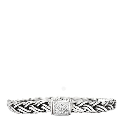 John Hardy Sterling Silver White Sapphire Wheat Chain Bracelet 1 of 4