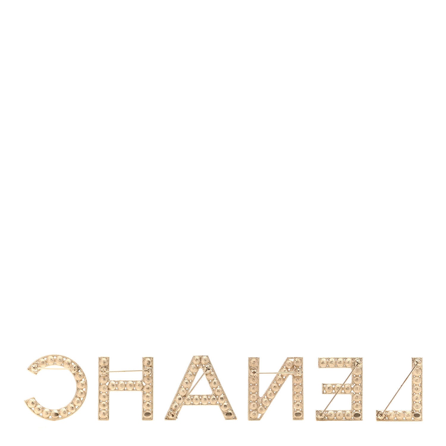 Chanel Crystal Cha-Nel Logo Brooch Set Gold 3 of 5