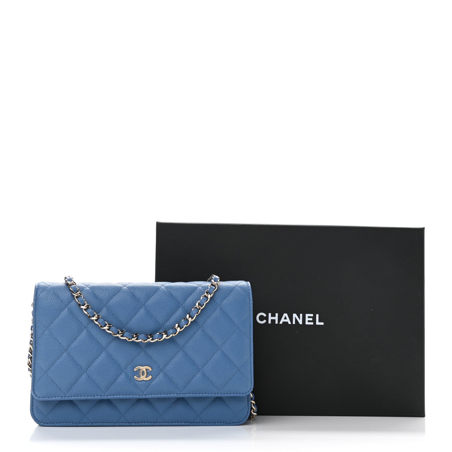 Chanel Caviar Quilted Wallet On Chain WOC Blue 11 of 11