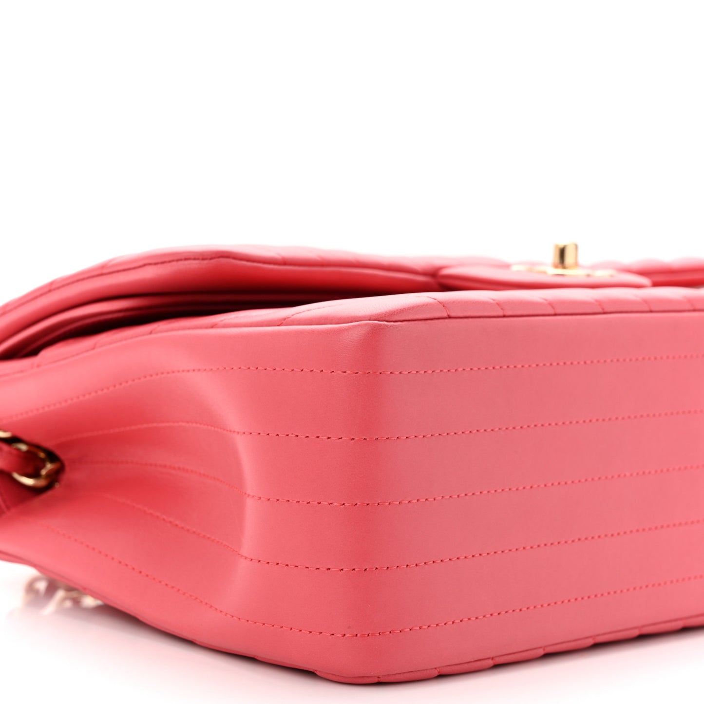 Lambskin Chevron Quilted Jumbo Double Flap Pink