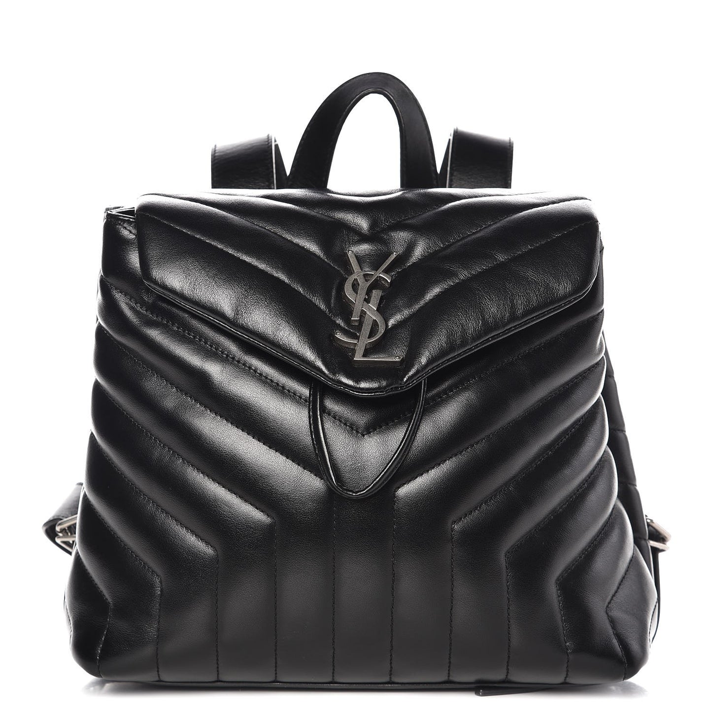 Calfskin Y Quilted Monogram Small Loulou Backpack Black