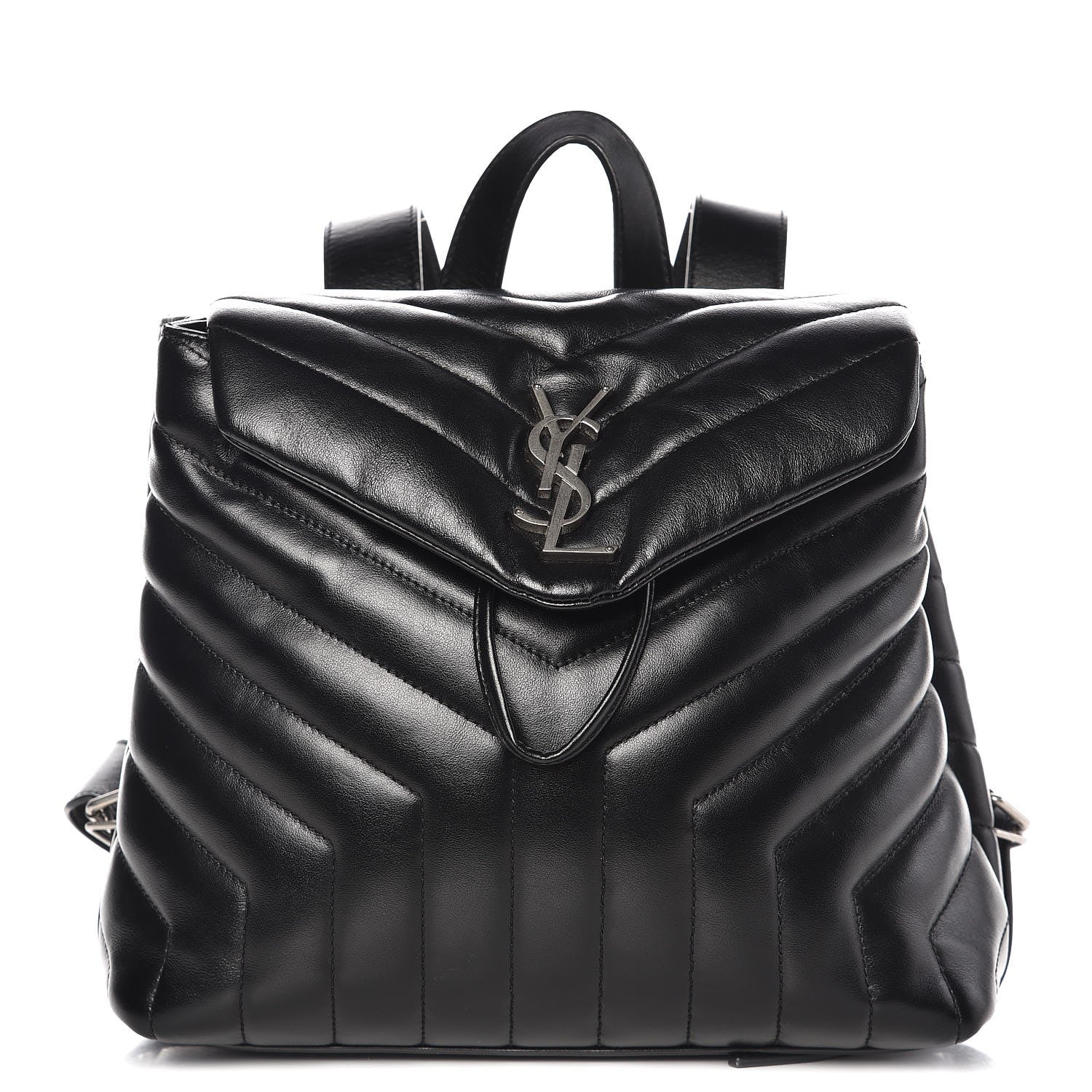 Saint Laurent Calfskin Y Quilted Monogram Small Loulou Backpack Black 1 of 10