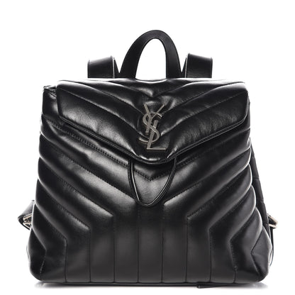 Saint Laurent Calfskin Y Quilted Monogram Small Loulou Backpack Black 1 of 10