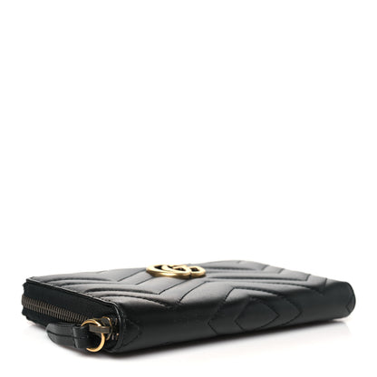 Gucci Calfskin Matelasse GG Marmont Zip Around Wallet Black 4 of 9