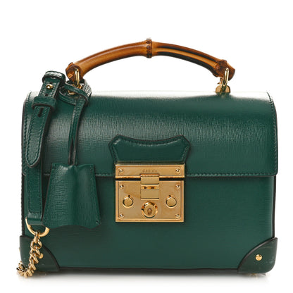 Gucci Azalea Calfskin Small Padlock Bamboo Shoulder Bag Vintage Green 1 of 9