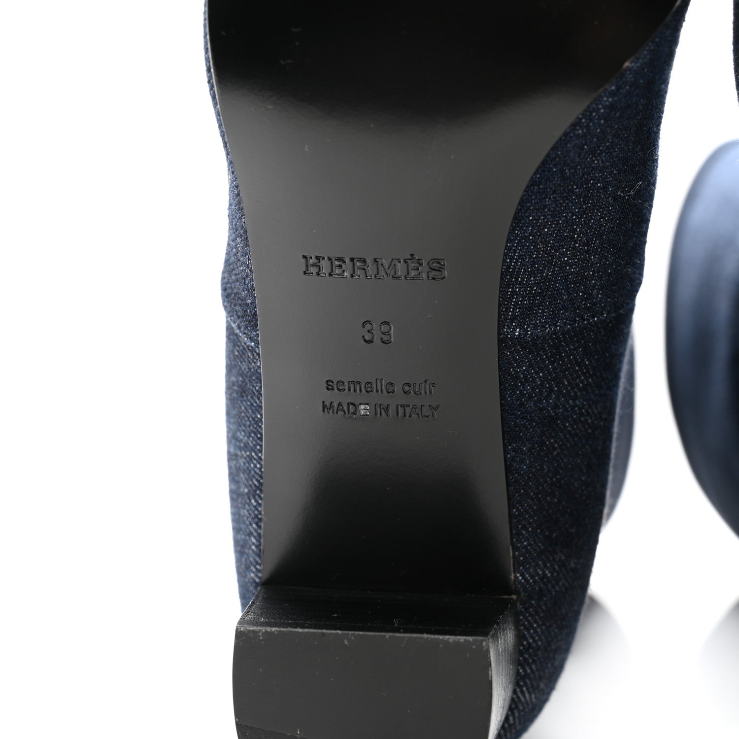 Hermes Denim Canvas Versailles Boots 39 Jean Fonce 7 of 9