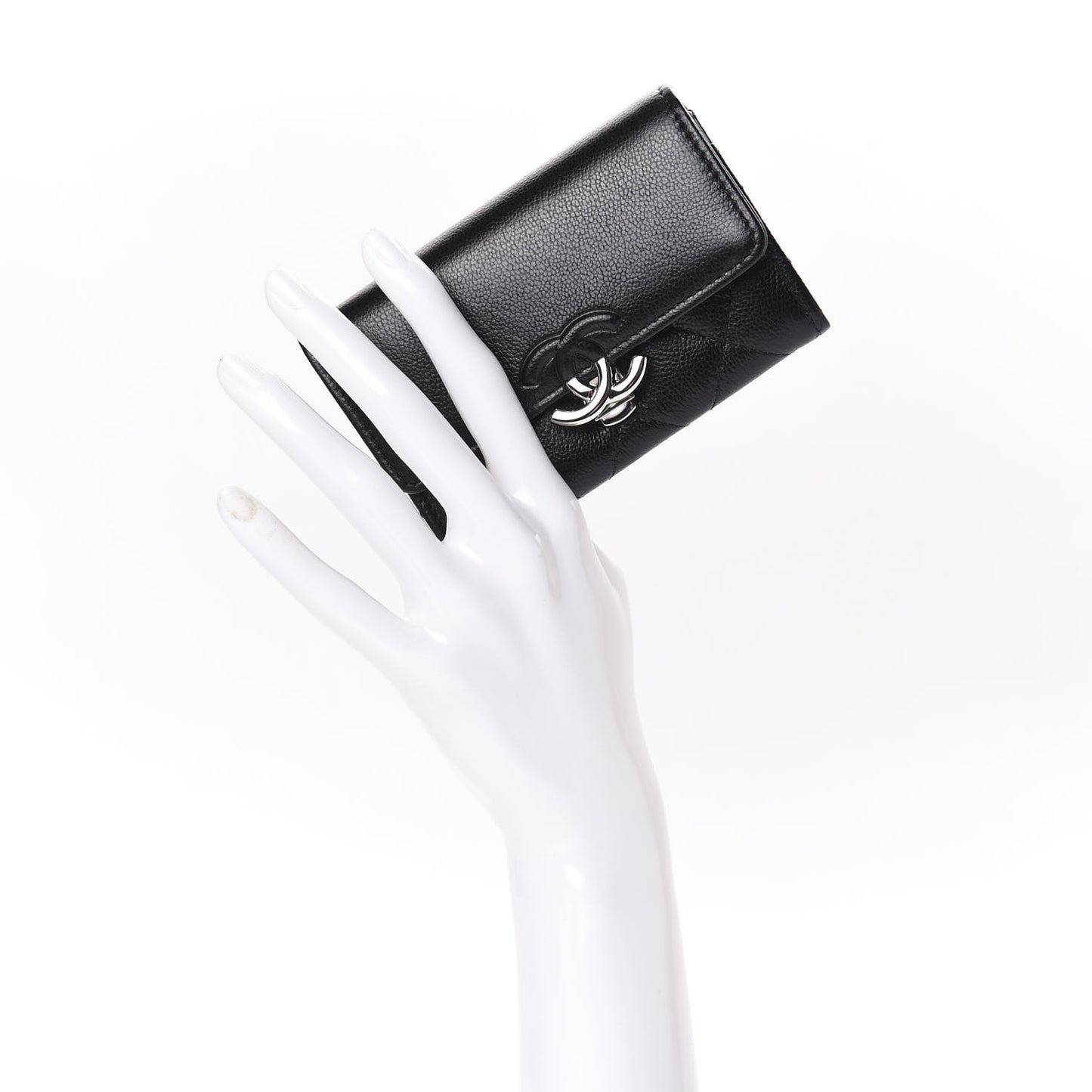 Caviar Quilted CC Box Flap Card Holder Black