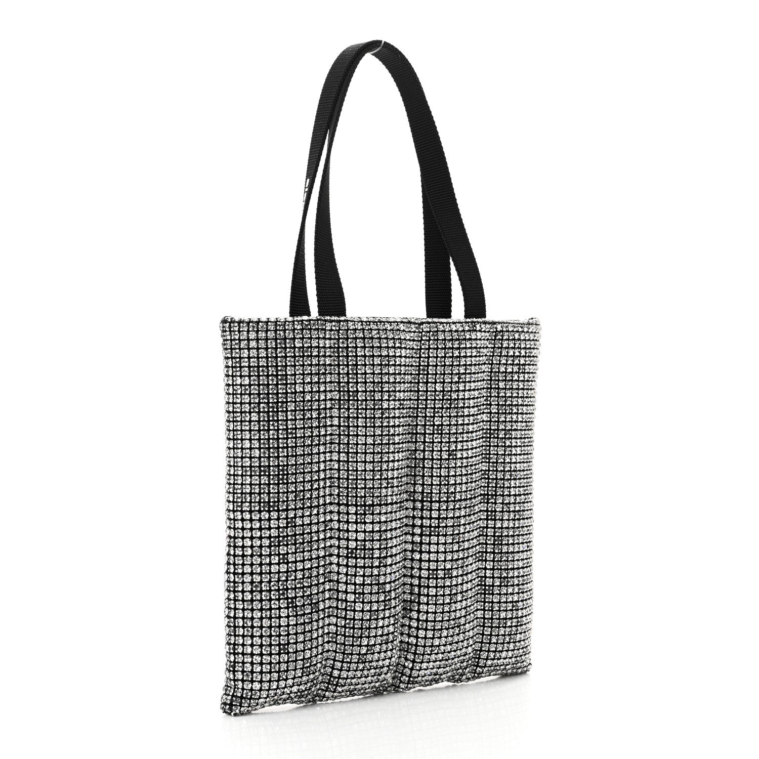 Alexander Wang Mesh Crystal Rhinestone Quilted Heiress Tote Black White 3 of 10