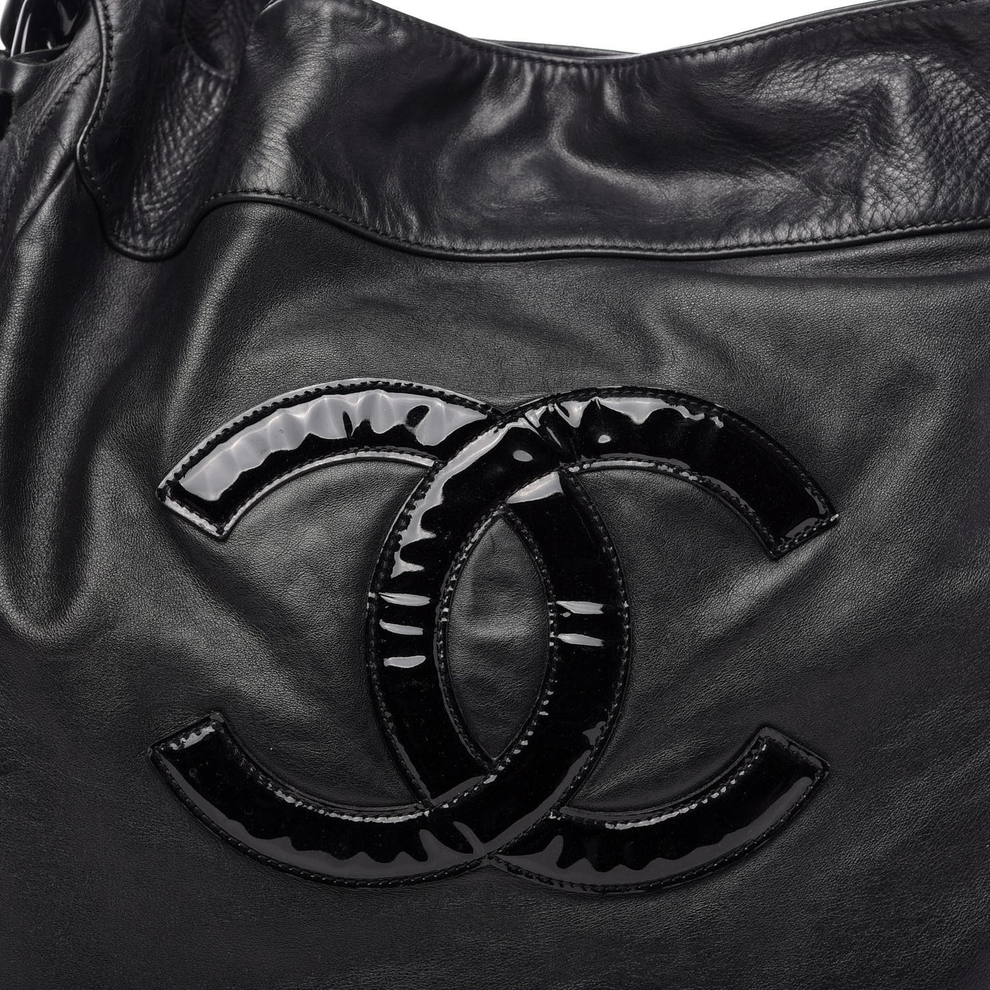 Calfskin Modern Chain Rhodoid Hobo Black