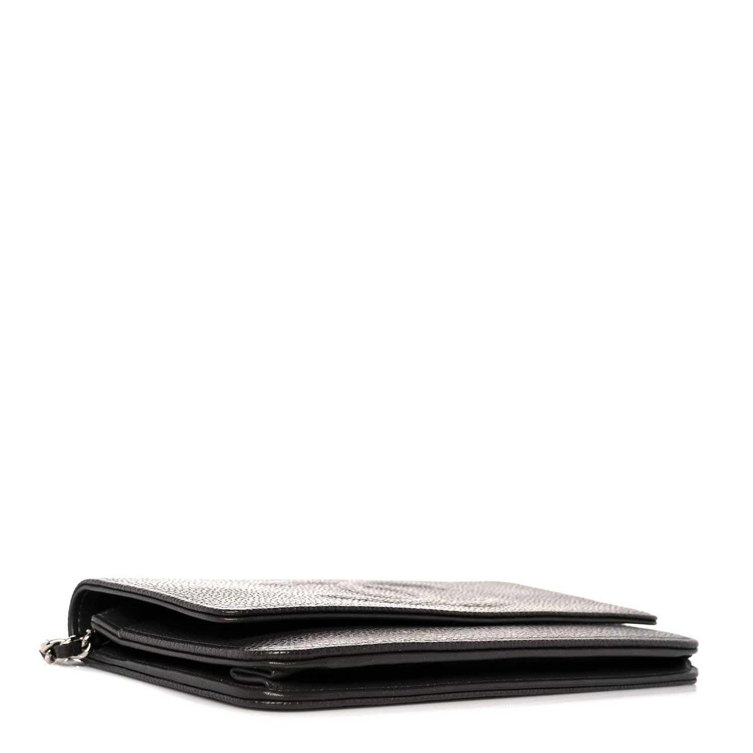 Chanel Metallic Caviar Timeless CC Wallet On Chain WOC Dark Silver 4 of 12