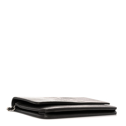 Chanel Metallic Caviar Timeless CC Wallet On Chain WOC Dark Silver 4 of 12