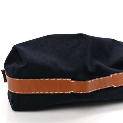Hermes Toile Goeland Idro Calfskin Odyssee Terre Duffle Bag Bleu Marine Gold 11 of 13