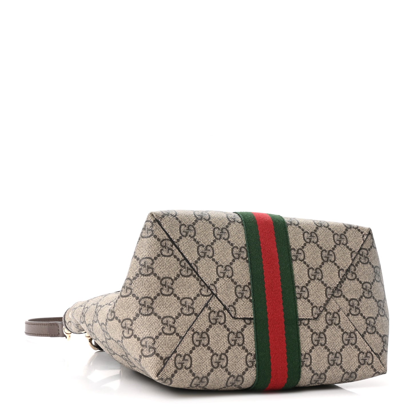 GG Supreme Monogram Web Small Ophidia Top Handle Bucket Bag Brown