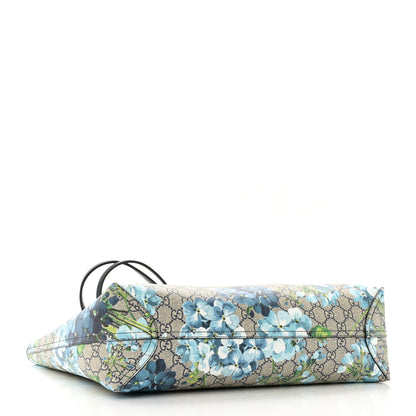 Gucci GG Supreme Monogram Blooms Medium Reversible Tote Beige Blue Navy 7 of 15