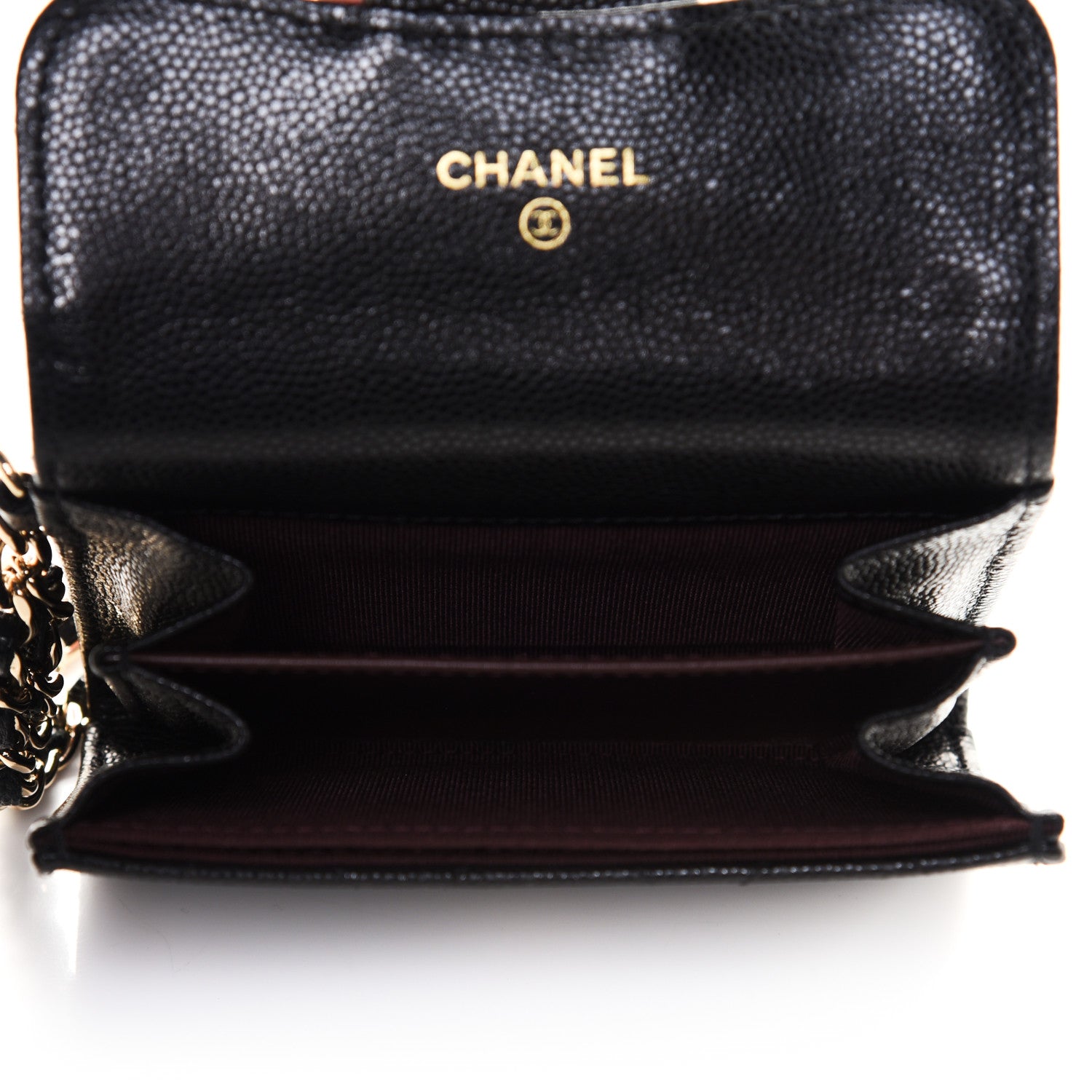 Chanel Caviar Quilted Flap Card Holder Chain Wristlet Black 5 of 8