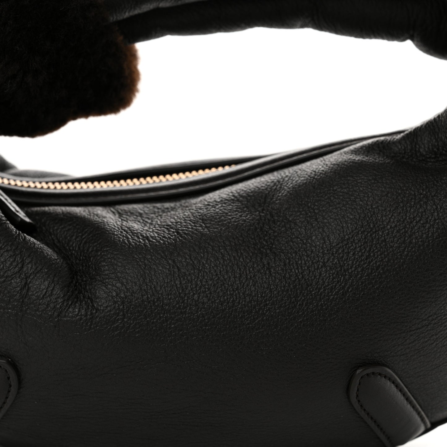 Calfskin Shearling Aviator Mini Jodie Dark Brown Fondant