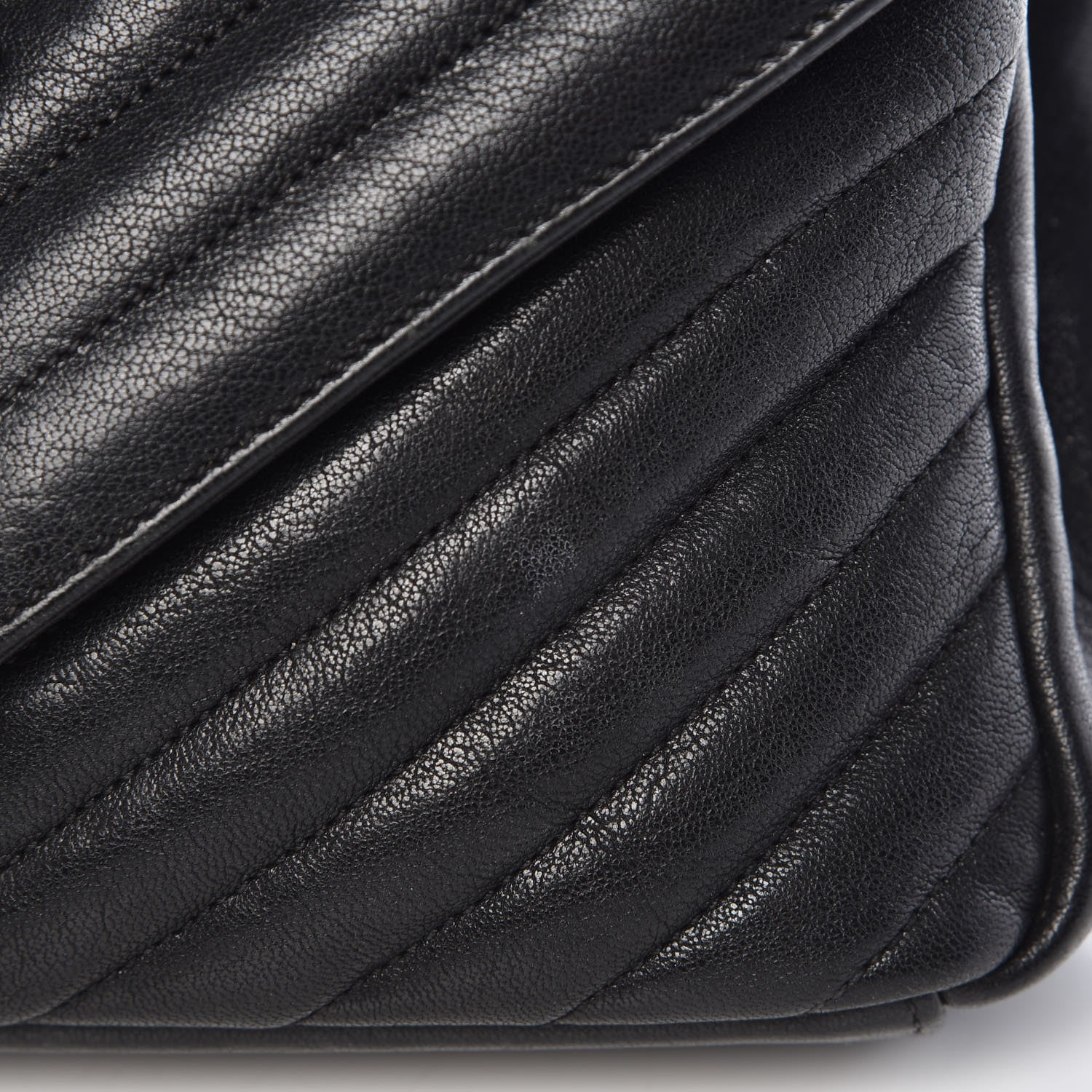 Saint Laurent Sheepskin Matelasse Chevron Monogram Medium College Bag Black 11 of 14