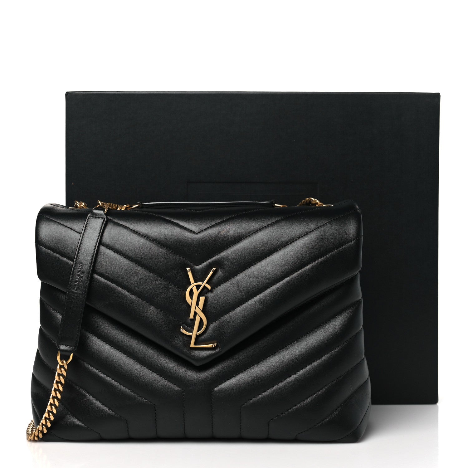Saint Laurent Calfskin Y Quilted Monogram Medium Loulou Chain Satchel Black 11 of 11