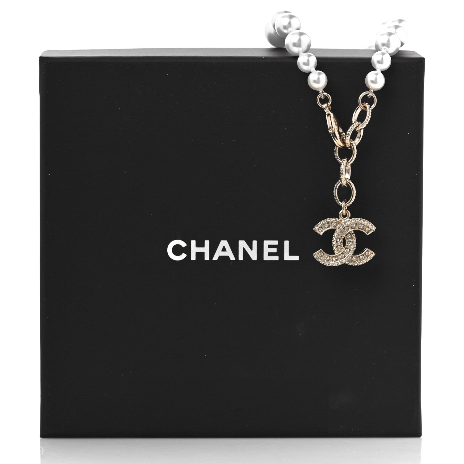 Chanel Graduated Pearl Crystal CC Bracelet Gold 6 of 7