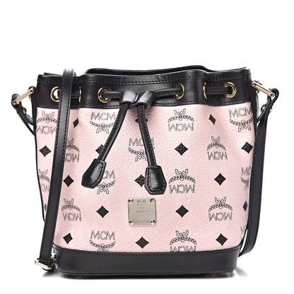 MCM Visetos Mini Heritage Drawstring Bucket Bag Chalk Pink 1 of 14