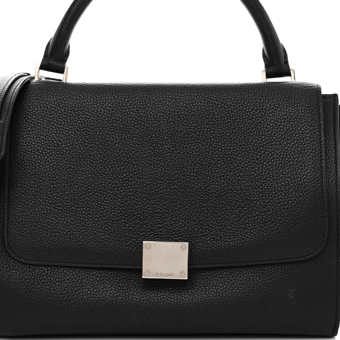 Drummed Calfskin Suede Small Trapeze Black