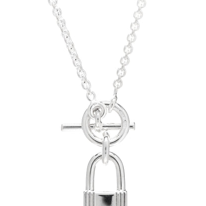 Hermes Sterling Silver Cadenas Kelly Lock Pendant Necklace 4 of 5