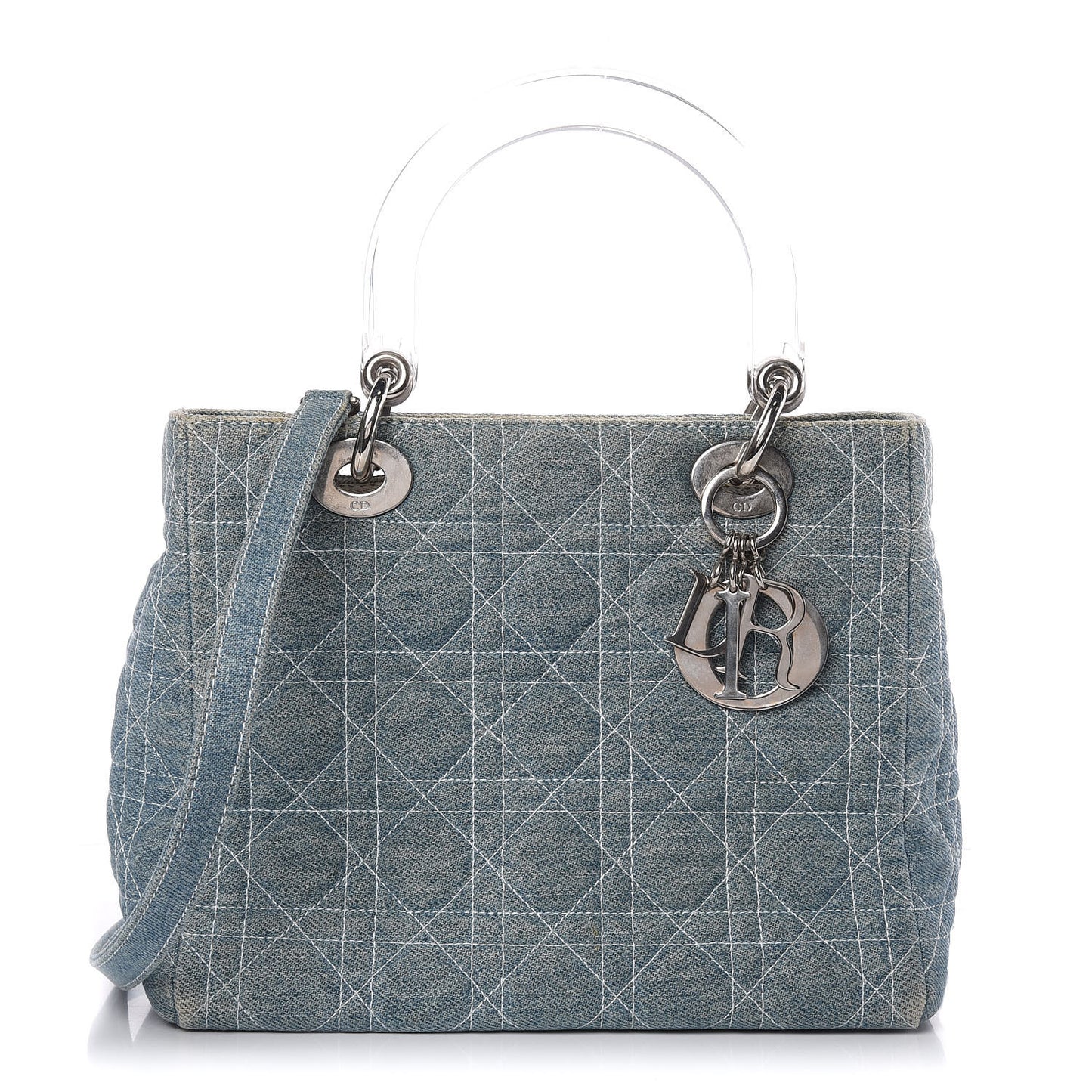 Denim Cannage Medium Lady Dior Blue