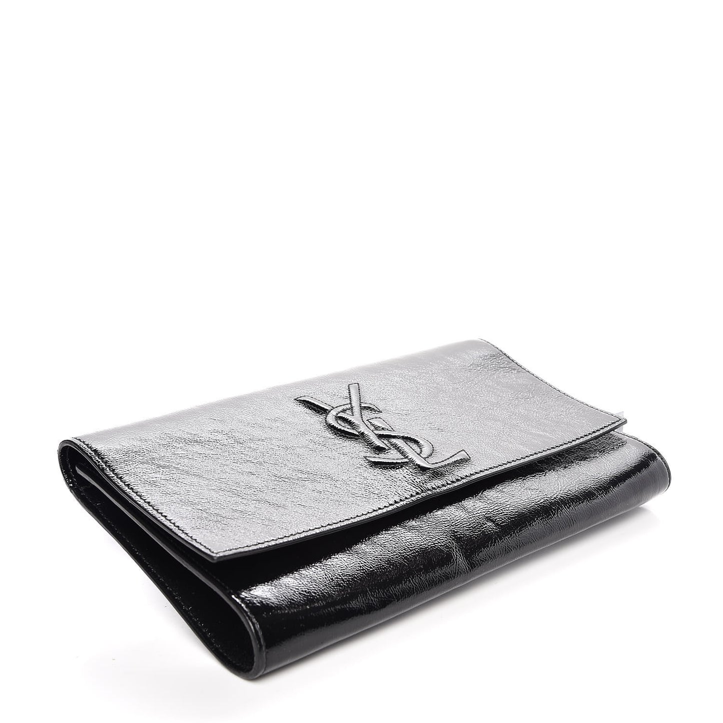 Textured Patent Monogram Large Belle De Jour Clutch Black