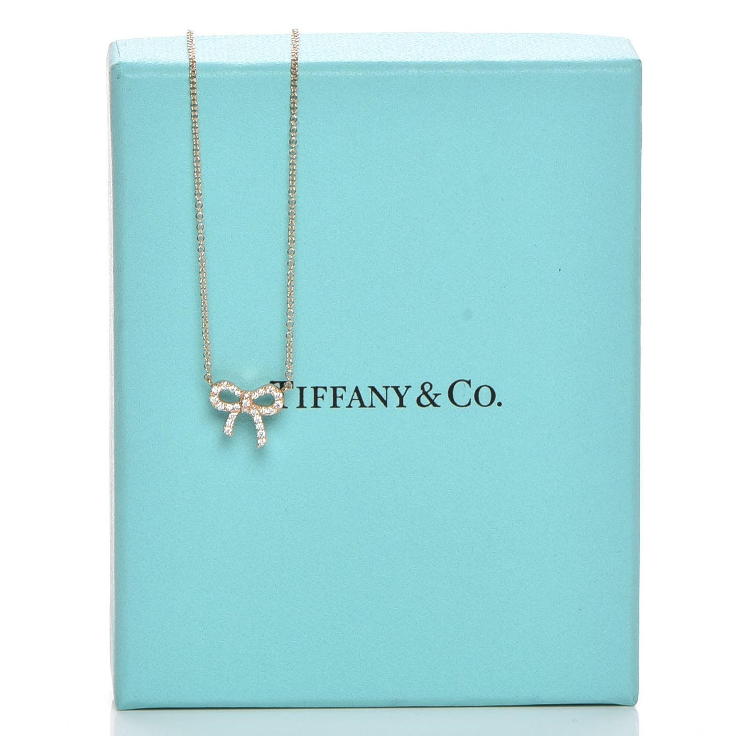 18K Yellow Gold Diamond Bow Pendant Necklace