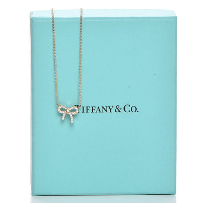 Tiffany 18K Yellow Gold Diamond Bow Pendant Necklace 8 of 8