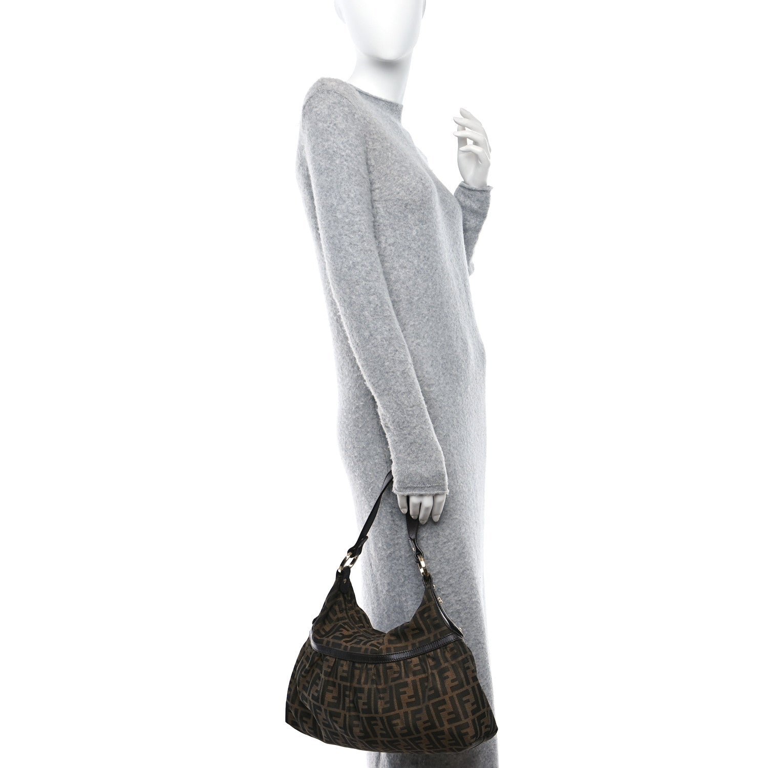Fendi Zucca Cuoio Lucido Chef Hobo Tobacco Moro 2 of 8