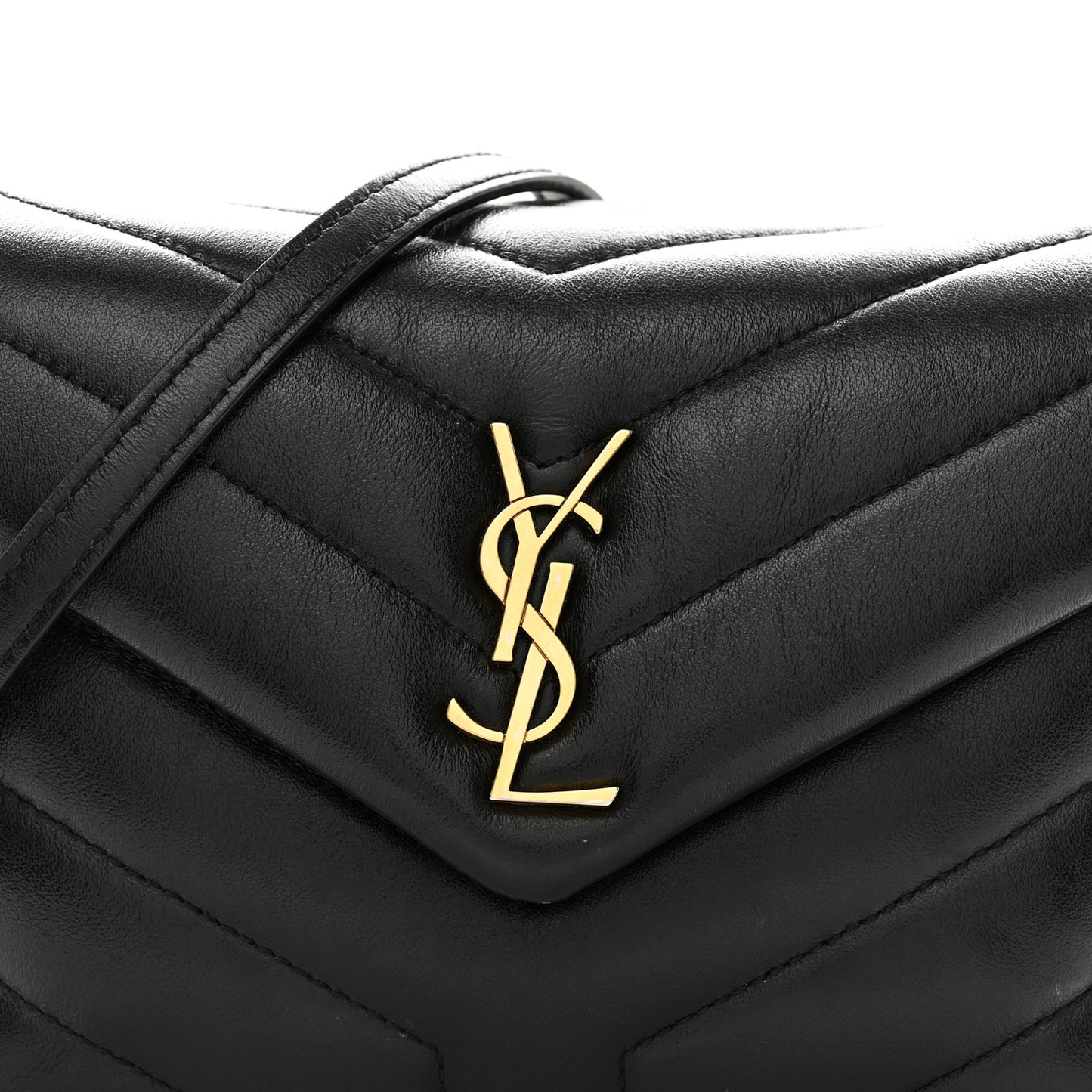 SAINT LAURENT Calfskin Y Quilted Monogram Toy Loulou Crossbody Bag Black