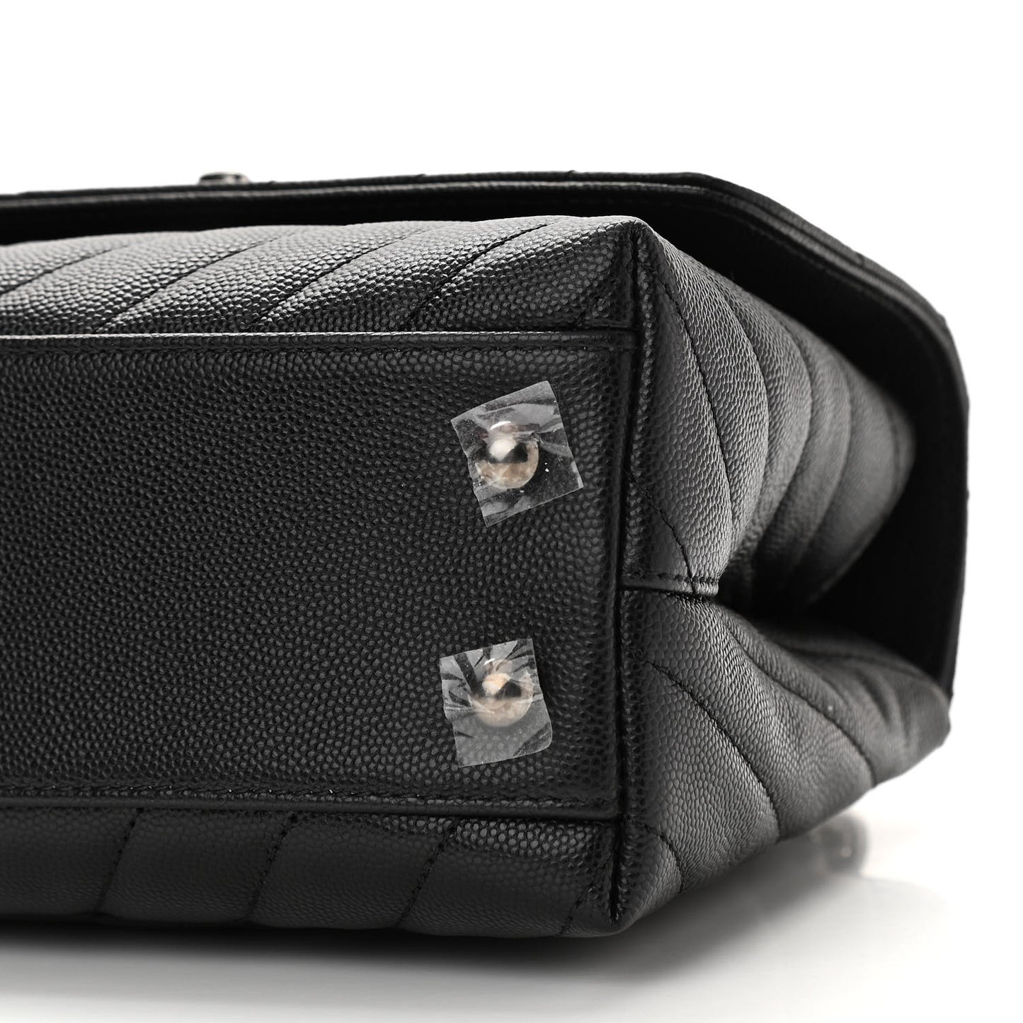 Caviar Chevron Quilted Mini Coco Handle Flap Black