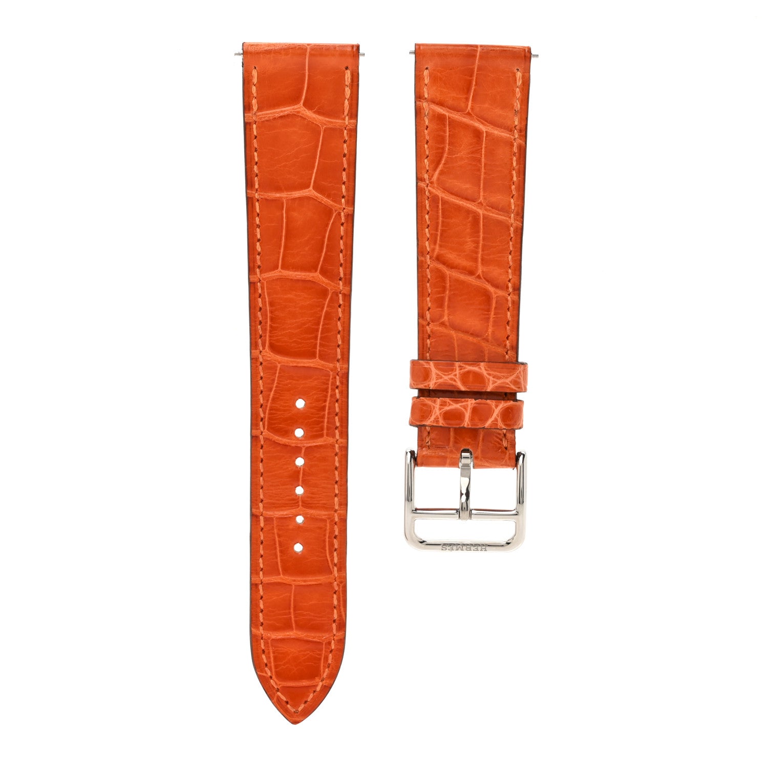 Hermes Shiny Alligator Single Tour Watch Strap Orange 1 of 4