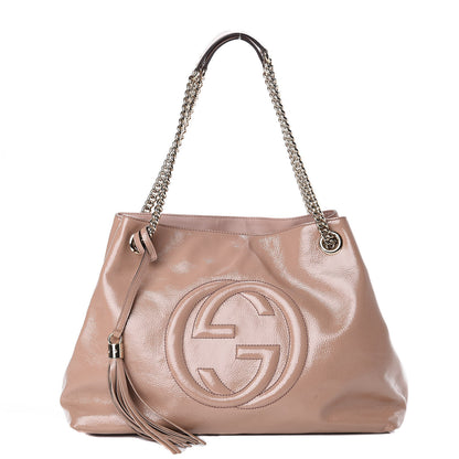 Gucci Patent Medium Soho Chain Shoulder Bag Dark Cipria 2 of 13