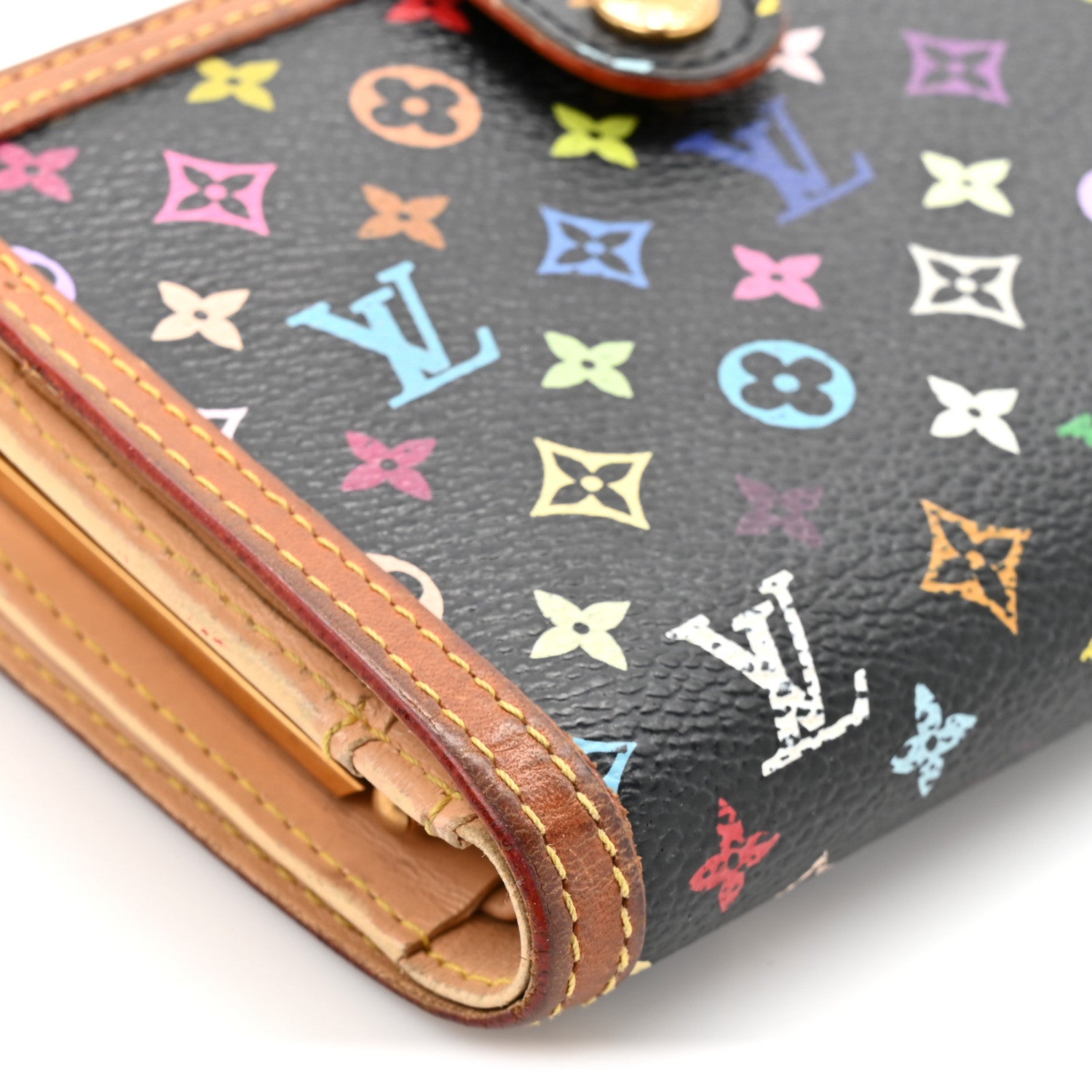 Louis Vuitton Monogram Multicolor French Purse Wallet Black 11 of 14