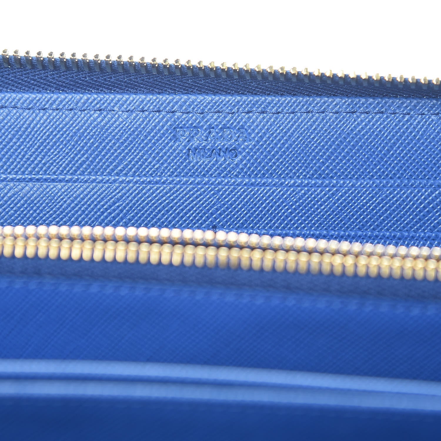 Prada Saffiano Stripe Zip Around Wallet Azzurro Bluette 6 of 8