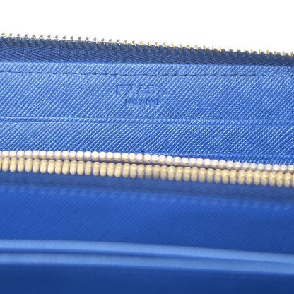 Prada Saffiano Stripe Zip Around Wallet Azzurro Bluette 6 of 8