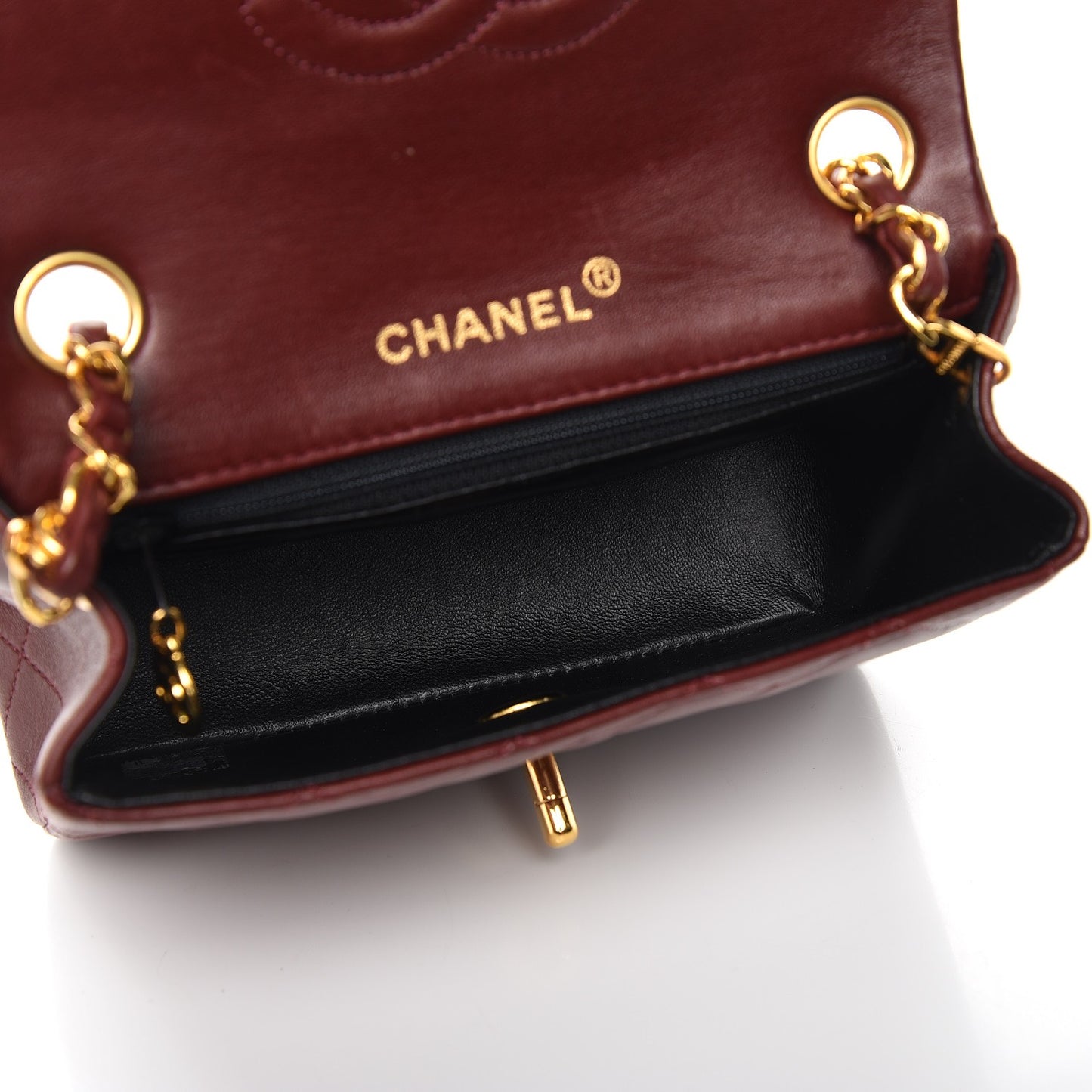 Lambskin Quilted Mini Square Flap Burgundy