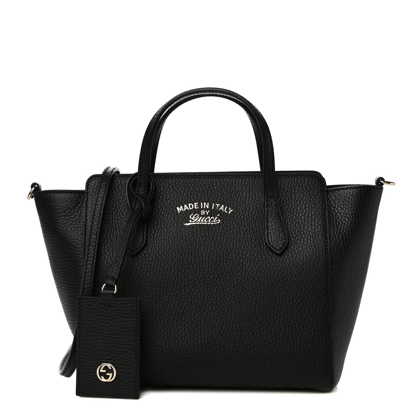 Dollar Calfskin Mini Swing Top Handle Bag Black