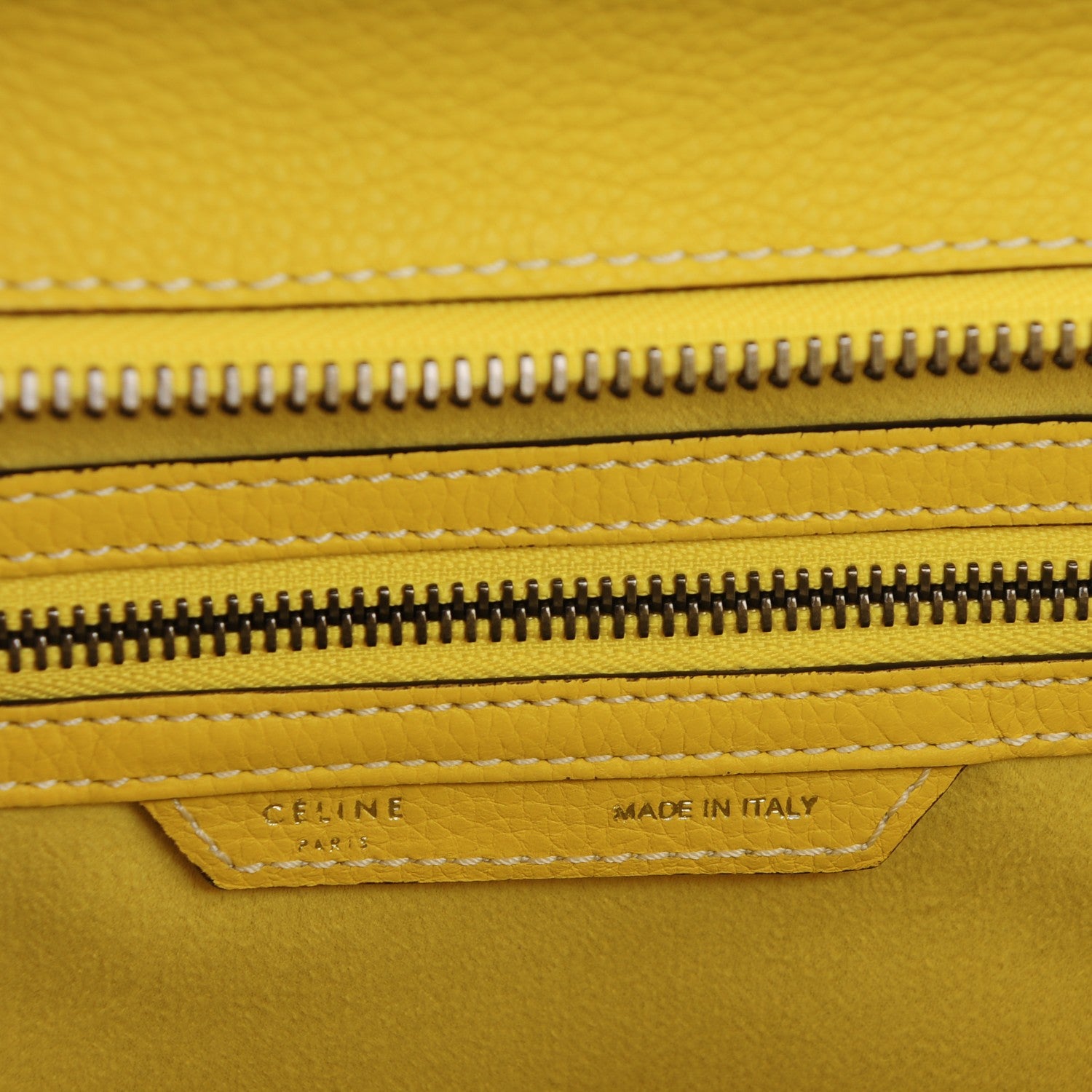 Celine Drummed Calfskin Mini Luggage Citron 6 of 9