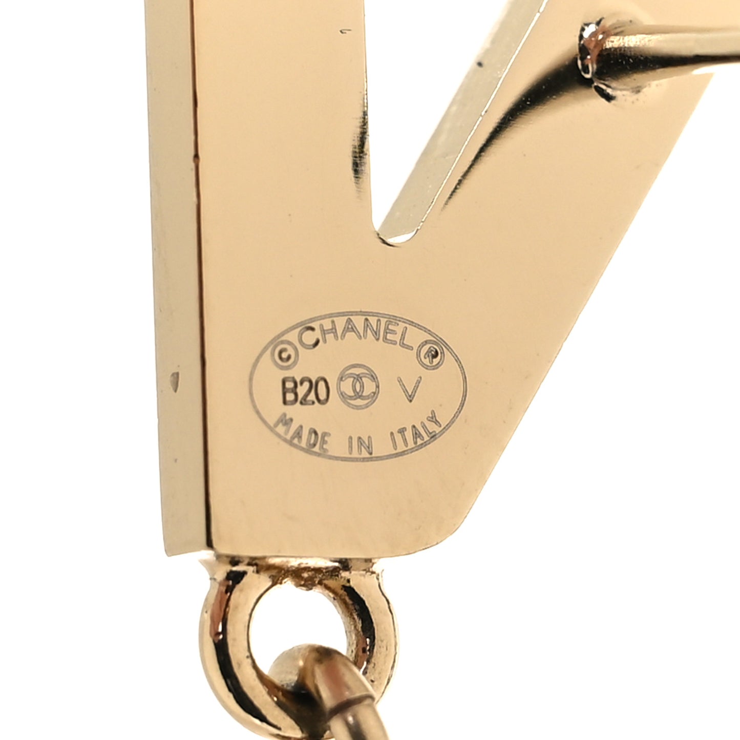 Metal Cha-Nel Logo Drop Earrings
