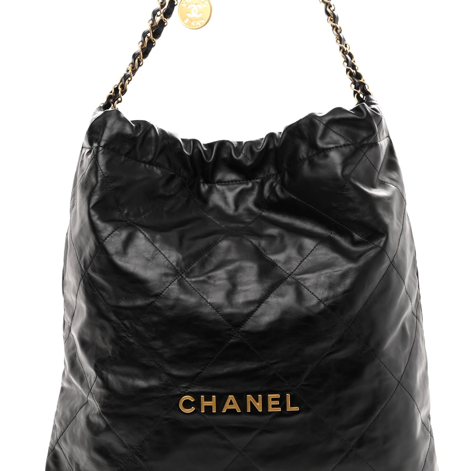 Chanel Shiny Calfskin Quilted Large Chanel 22 Black 8 of 10