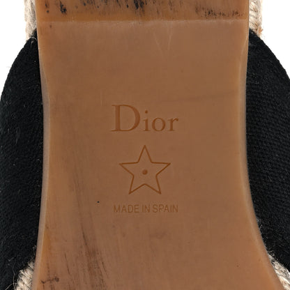 Christian Dior Canvas Embroidered Granville Espadrille Crisscross Flat Slide Sandals 37.5 Black 6 of 11