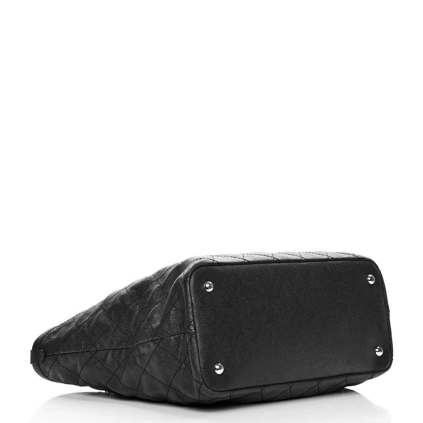 Grained Calfskin Quilted Large Daily Shopping Tote Black