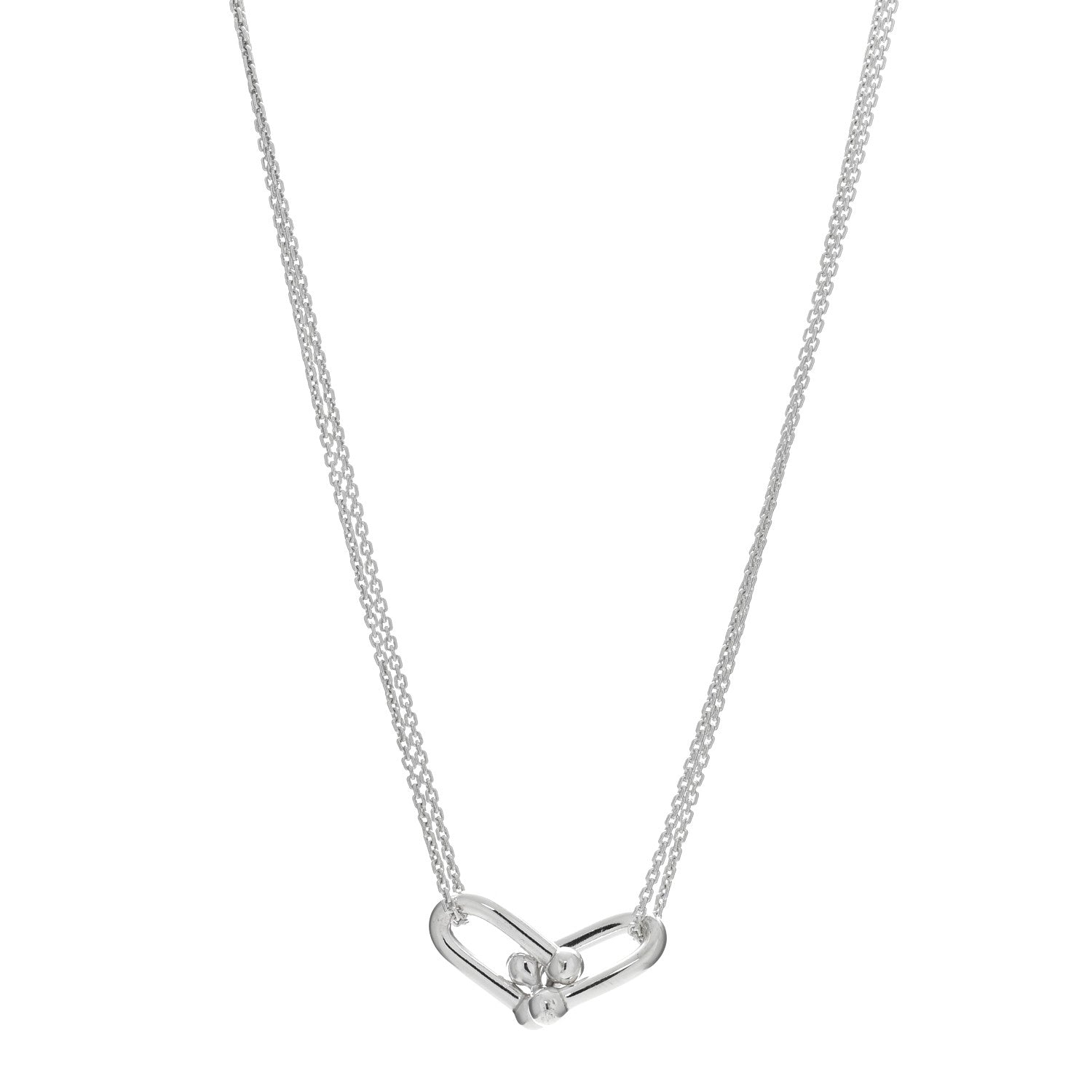 Tiffany Sterling Silver Double HardWear Link Pendant Necklace 1 of 4